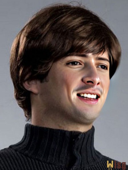 Synthetic Brown Capless Straight Short Wig For Sale Man