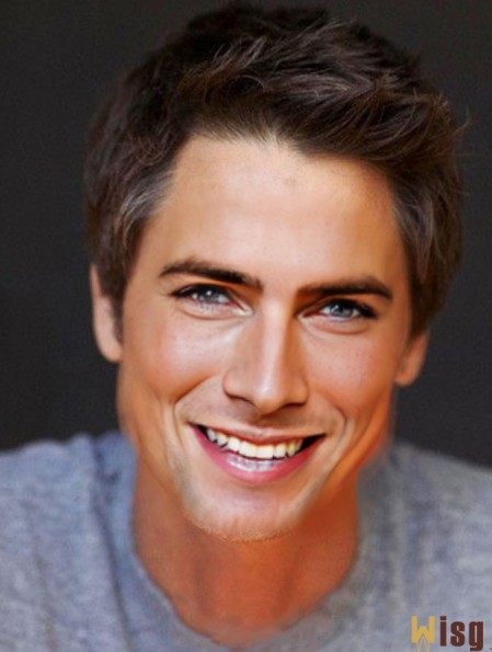 6 inch Brown Capless Straight Short Mens Custom Wigs