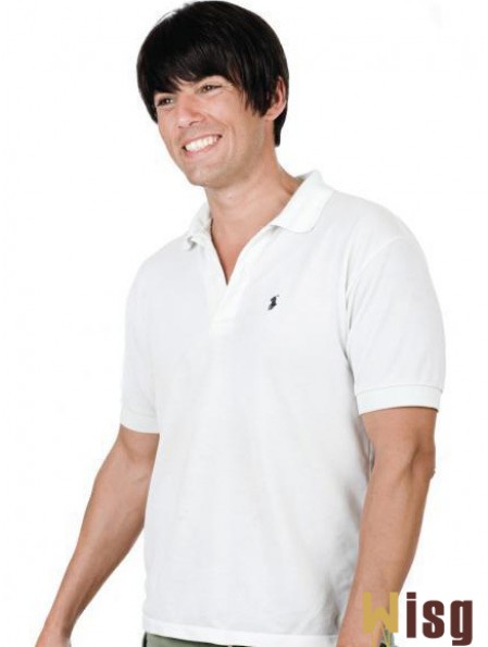 6 inch Full Lace Black Remy Human With Bangs Hair Wigs Men Sale Online