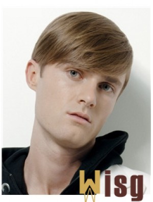 Cropped 100% Hand Tied Remy Human 6 inch Blonde Mens Wig