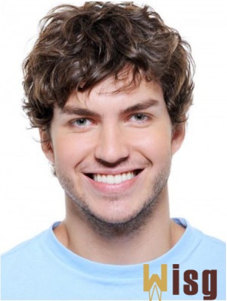 Wavy Synthetic Auburn Lace Front Short Hair Wigs For Men