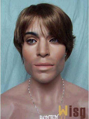 Capless Synthetic Brown Short Straight Wigs For Mans