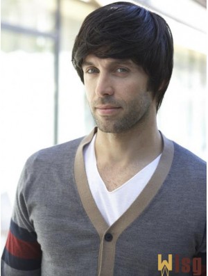 Black Full Lace Short Straight Human Hair Wigs Men UK
