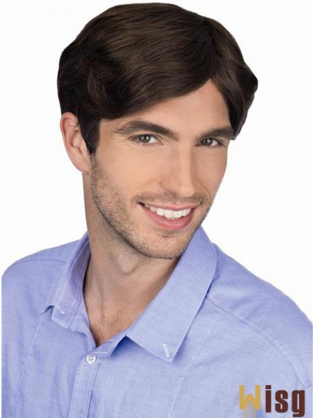Brown Straight Remy Human 100% Hand Tied Professional Wig For Men