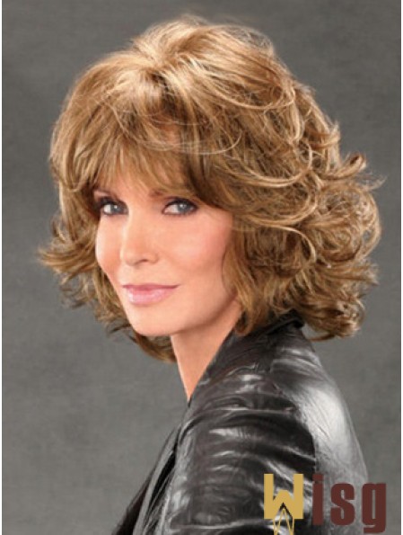  Wigs With Bangs Lace Front Chin Length Brown Color