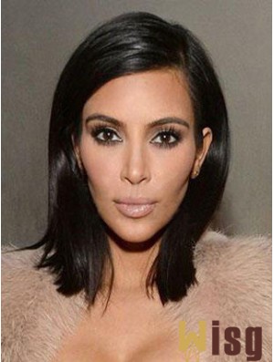 Popular Black Shoulder Length Straight Lace Front 14 inch  Wigs