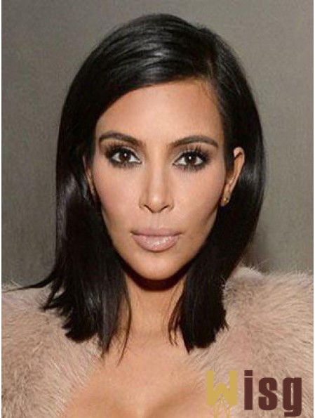 Popular Black Shoulder Length Straight Lace Front 14 inch  Wigs