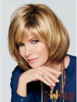 Chin Length Wavy With Bangs Lace Front Brown Best 12 inch  Wigs