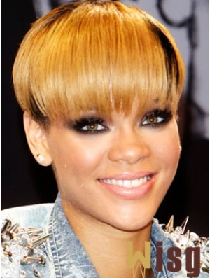 Blonde Straight With Bangs Lace Front 8 inch Fashion  Wigs
