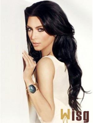 Black Wavy Lace Front Convenient 24 inch  Wigs