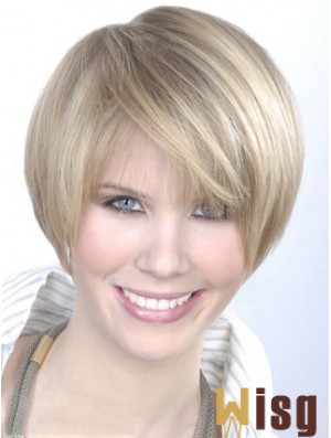 Monofilament Grey Short Straight 8 inch Platinum Blonde Gorgeous Fashion Wigs