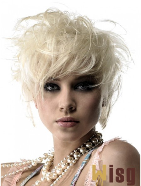 Lace Front Boycuts Short Wavy 8 inch Platinum Blonde Durable Fashion Wigs