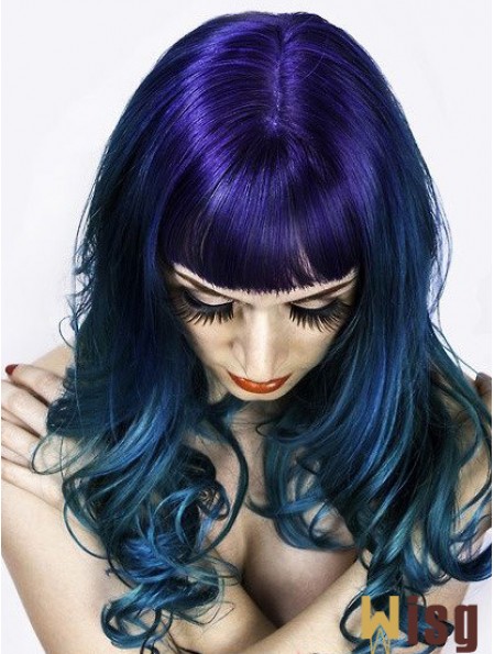 20 inch Ombre/2 Tone Long With Bangs Wavy Cheapest Lace Wigs
