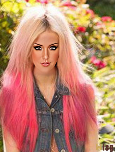24 inch Ombre/2 Tone Long Without Bangs Straight Style Lace Wigs