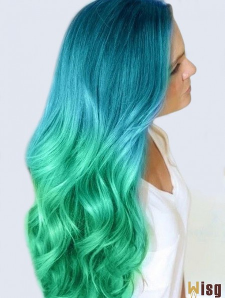 Hairstyles Ombre/2 Tone Long Wavy Without Bangs 26 inch Human Lace Wigs
