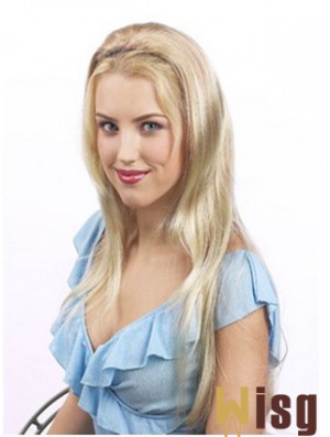 Suitable Blonde Synthetic Straight Hair Falls
