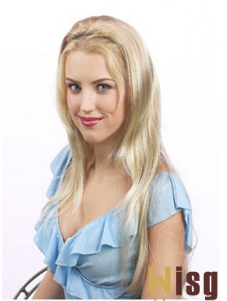 Suitable Blonde Synthetic Straight Hair Falls