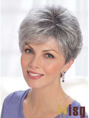 Straight Lace Front 8 inch Online Short Grey Wigs
