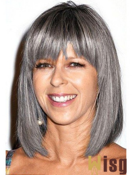Straight Lace Front 12 inch Modern Shoulder Length Grey Wigs