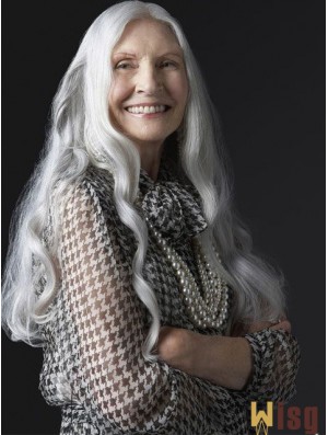 Wavy Full Lace 26 inch Good Long Grey Wigs