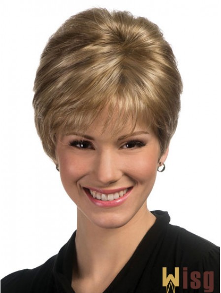 Straight Boycuts Cropped Ideal Blonde Synthetic Wigs
