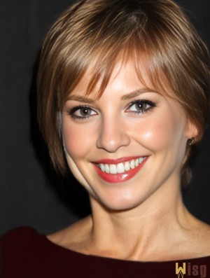 Gorgeous Brown Short Straight Boycuts 8 inch Human Hair Wigs