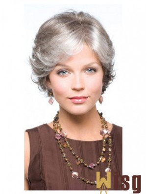Synthetic Fabulous Short Wavy Grey Wigs
