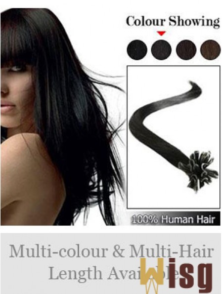 Black Straight Sleek Nail/U Tip Hair Extensions