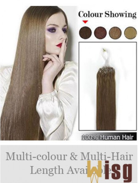 Fabulous Brown Straight Micro Loop Ring Hair Extensions